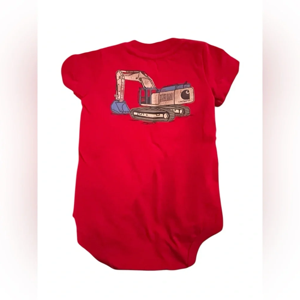 Carhartt Red Infant Bodysuit with Excavator Design